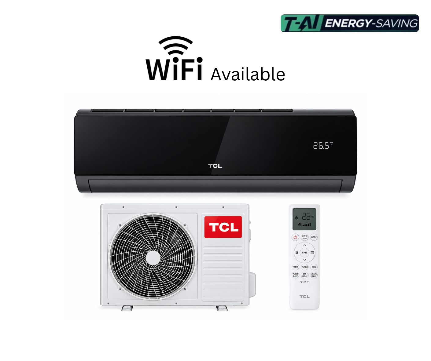 TCL SAVEIN SERIES AI BLACK PANEL INVERTER SPLIT TYPE AIR CONDITIONER 9000BTU